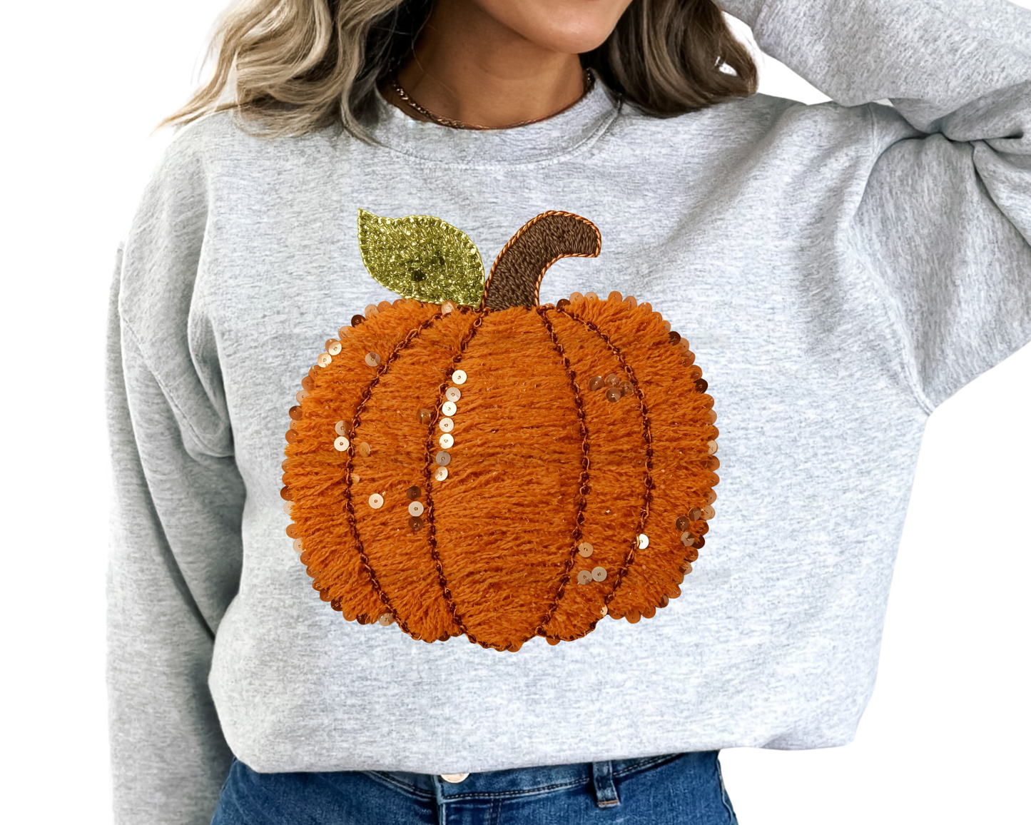 Faux Yarn Pumpkin Fall Halloween DTF TRANSFER