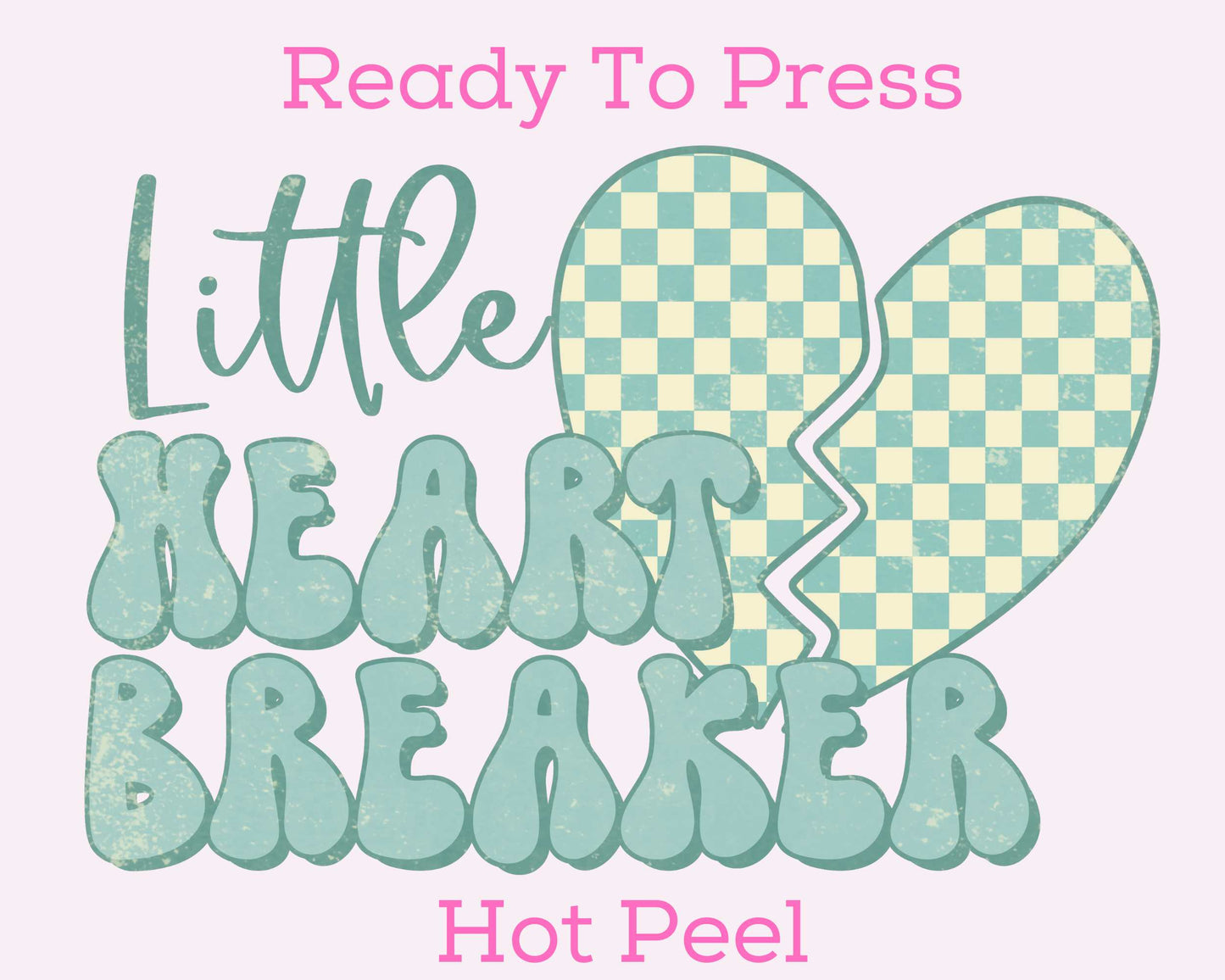 Little Blue Checkered Heartbreaker Distressed (Boy) Valentine's Day DTF TRANSFER