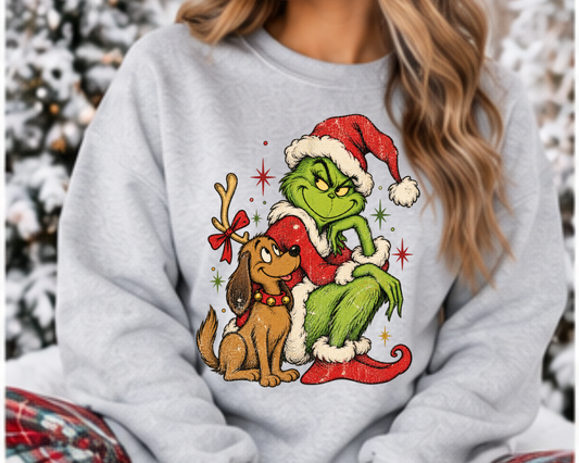 Green Man with Dog Christmas DTF TRANSFER