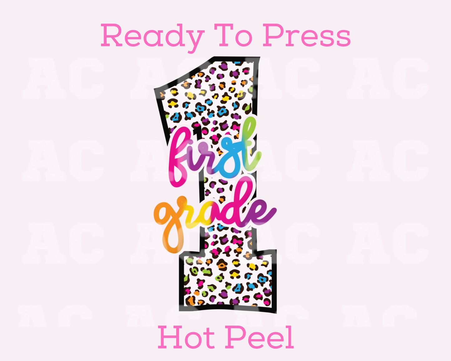 First Grade (Pink Leopard)  1st Grade DTF TRANSFER or UV DTF STICKER