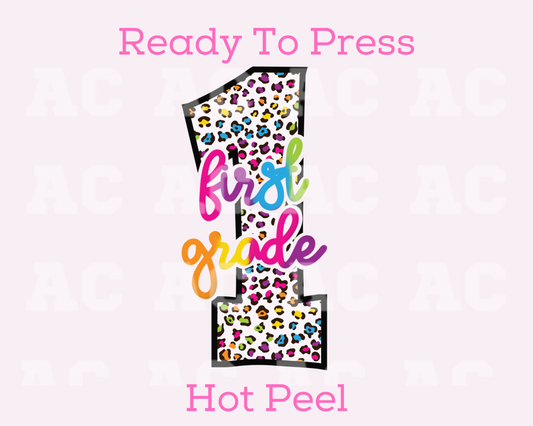 First Grade (Pink Leopard) 1st Grade DTF TRANSFER or UV DTF STICKER