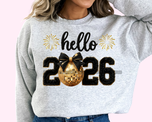 Hello 2026 New Year DTF TRANSFER or UV DTF STICKER