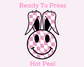 Pink Checkered Happy Bunny Easter DTF TRANSFER or UV DTF STICKER or UV DTF STICKER
