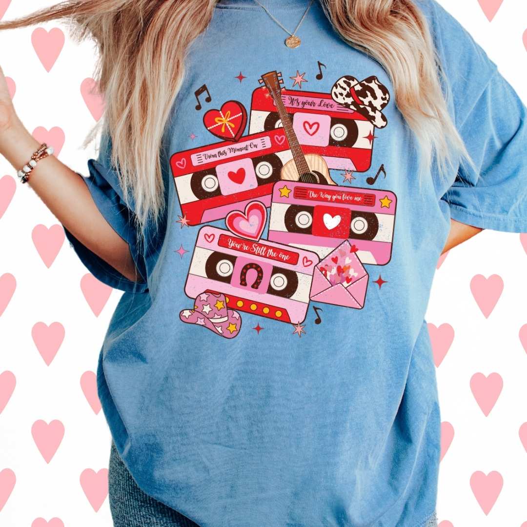 Love Songs Cassette Collage Valentines Day DTF TRANSFER or UV DTF STICKER