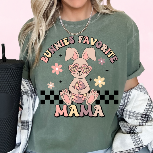 Bunnies Favorite Mama Easter Mom DTF TRANSFER or UV DTF STICKER or UV DTF STICKER