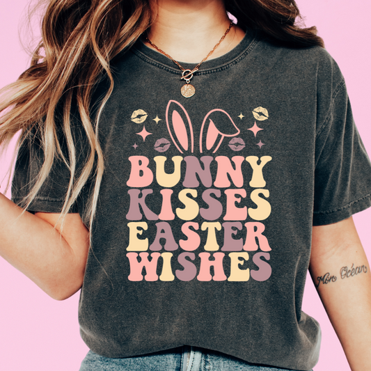 Bunny Kisses Easter Wishes Easter DTF TRANSFER or UV DTF STICKER or UV DTF STICKER