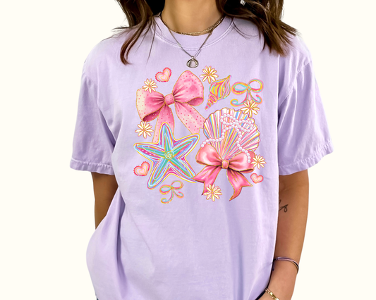 Bow Beachy Shell DTF TRANSFER or UV DTF STICKER