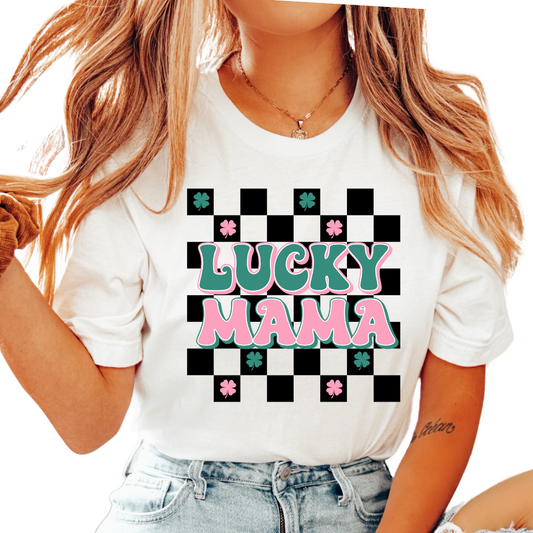 Lucky Mama (Checkered) St. Patrick's Day DTF TRANSFER or UV DTF STICKER DECAL