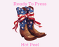 Cowgirl Boots Patriotic Coquette Bow Western DTF TRANSFER