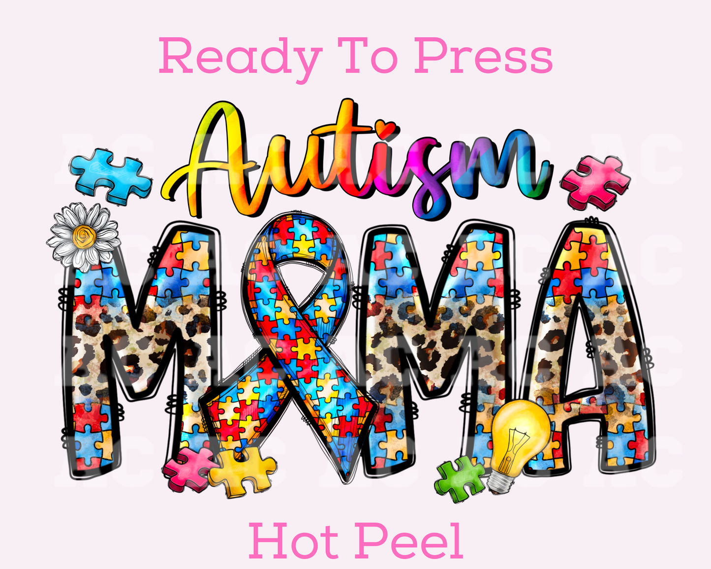 Autism Mama (Leopard) DTF TRANSFER or Uv Dtf Sticker