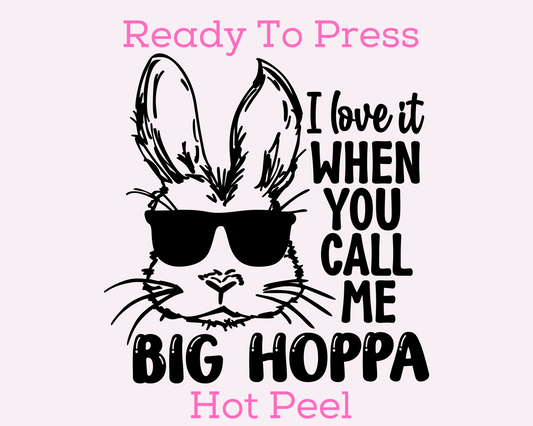 Big Hoppa Bunny (Black) Easter DTF TRANSFER