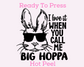 Big Hoppa Bunny (Black) Easter DTF TRANSFER