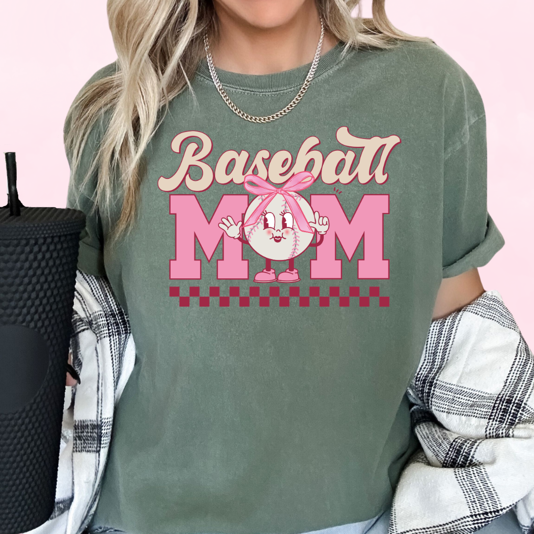 Baseball Mom Coquette Bow Baseball DTF TRANSFER or UV DTF STICKER