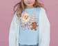 Santa Bow Tree Blue Pink Christmas DTF TRANSFER