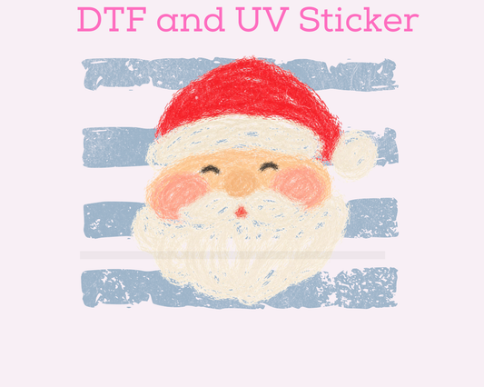 Blue Stripes Santa Christmas DTF TRANSFER