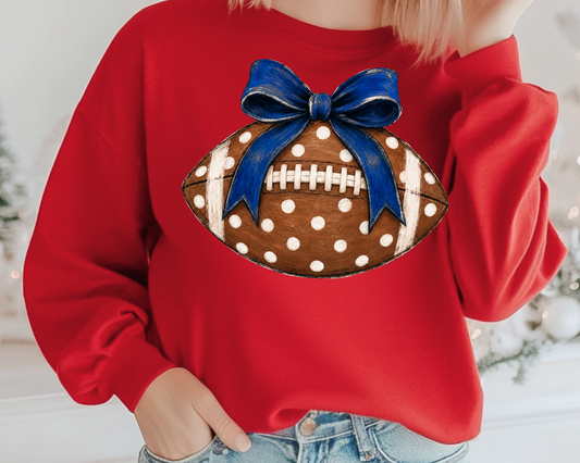 Football with Blue Bow DTF Transfer