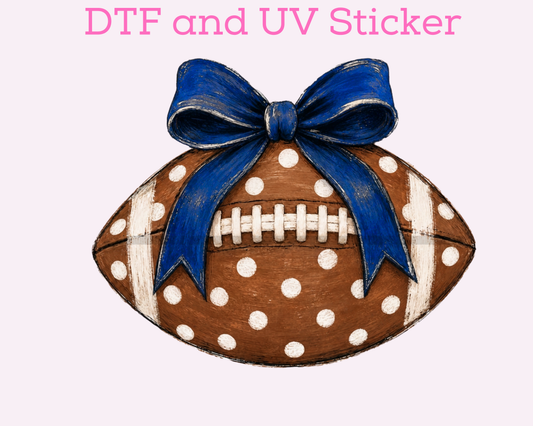 Football with Blue Bow DTF Transfer