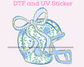 Blue Floral Helmet Football DTF TRANSFER or UV DTF STICKER