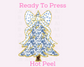 Blue Floral Christmas Tree With Confetti Coquette Bow Christmas DTF TRANSFER or UV DTF STICKER DECAL