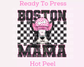Boston Mama (Black) Faux Sequins Faux Embroidery Mom DTF TRANSFER or UV DTF STICKER DECAL