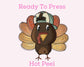 Little Turkey With Hat DTF TRANSFER or UV DTF STICKER DECAL