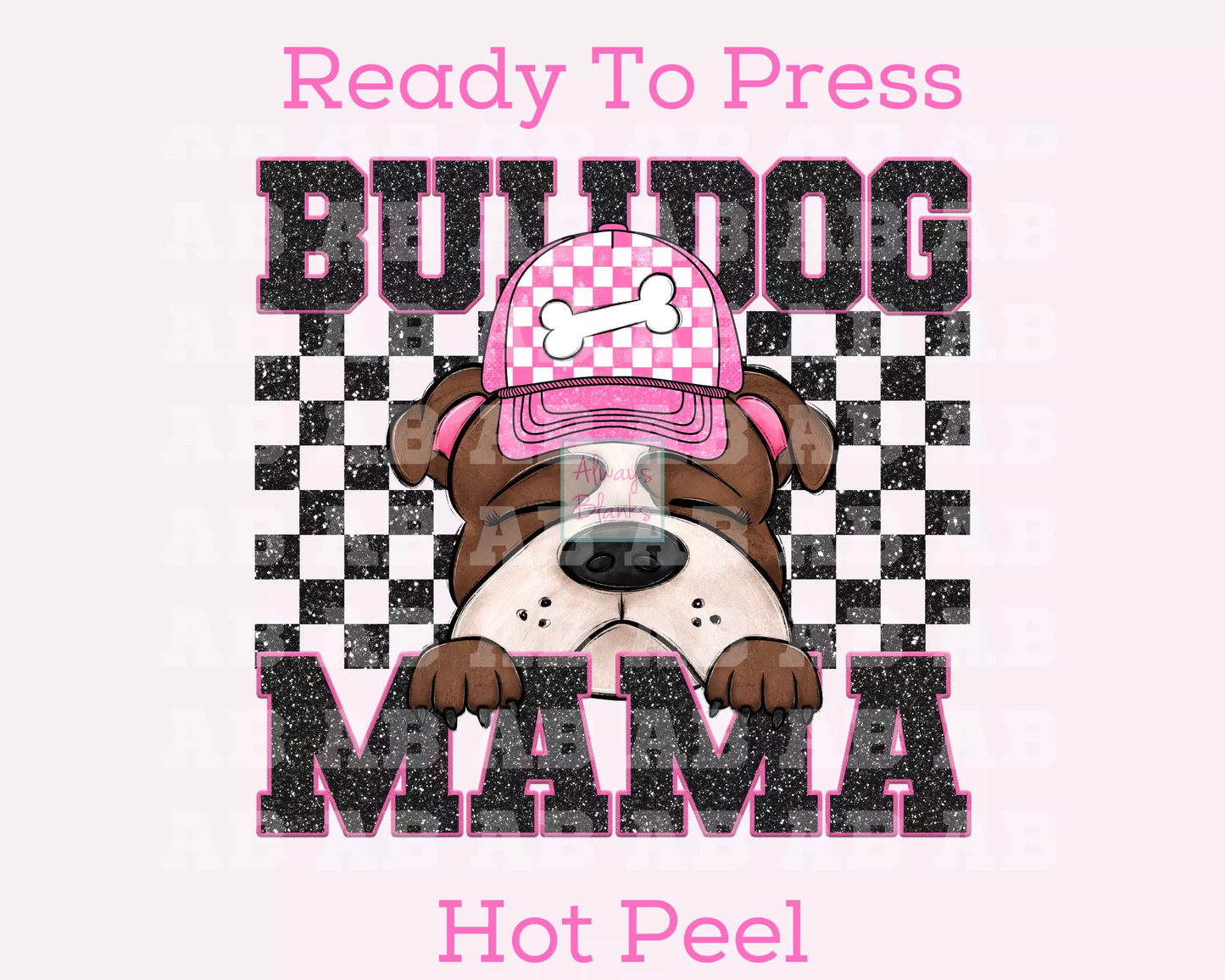 Bulldog Mama (Black) Faux Sequins Faux Embroidery Mom DTF TRANSFER or UV DTF STICKER DECAL