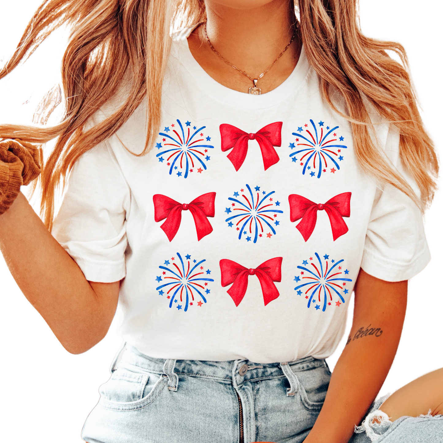 Fireworks & Coquette Bows 4th of July Coquette DTF TRANSFER or UV DTF STICKER