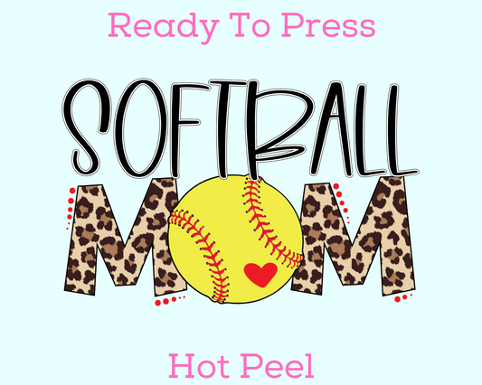 Leopard Softball Mom DTF TRANSFER or UV DTF STICKER DECAL