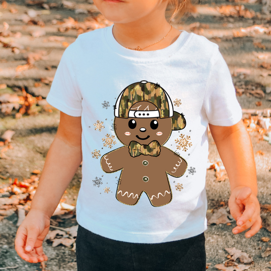 Brushstroke Camo Gingerbread Boy Christmas DTF TRANSFER or UV DTF STICKER