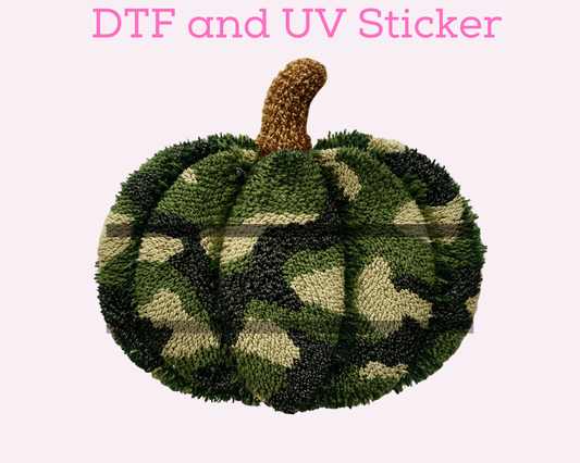 Faux Yarn Camo Pumpkin Fall Halloween DTF TRANSFER