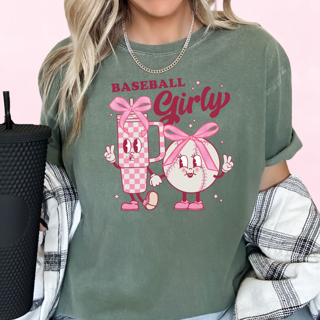 Baseball Girlie Coquette Bow Baseball DTF TRANSFER