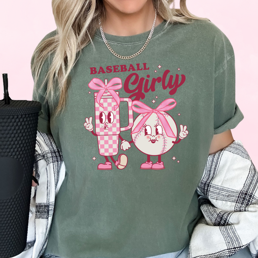 Baseball Girlie Coquette Bow Baseball DTF TRANSFER