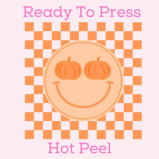 Checkered Pumpkin (Orange) DTF TRANSFER or UV DTF STICKER DECAL