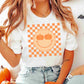 Checkered Pumpkin (Orange) DTF TRANSFER or UV DTF STICKER DECAL