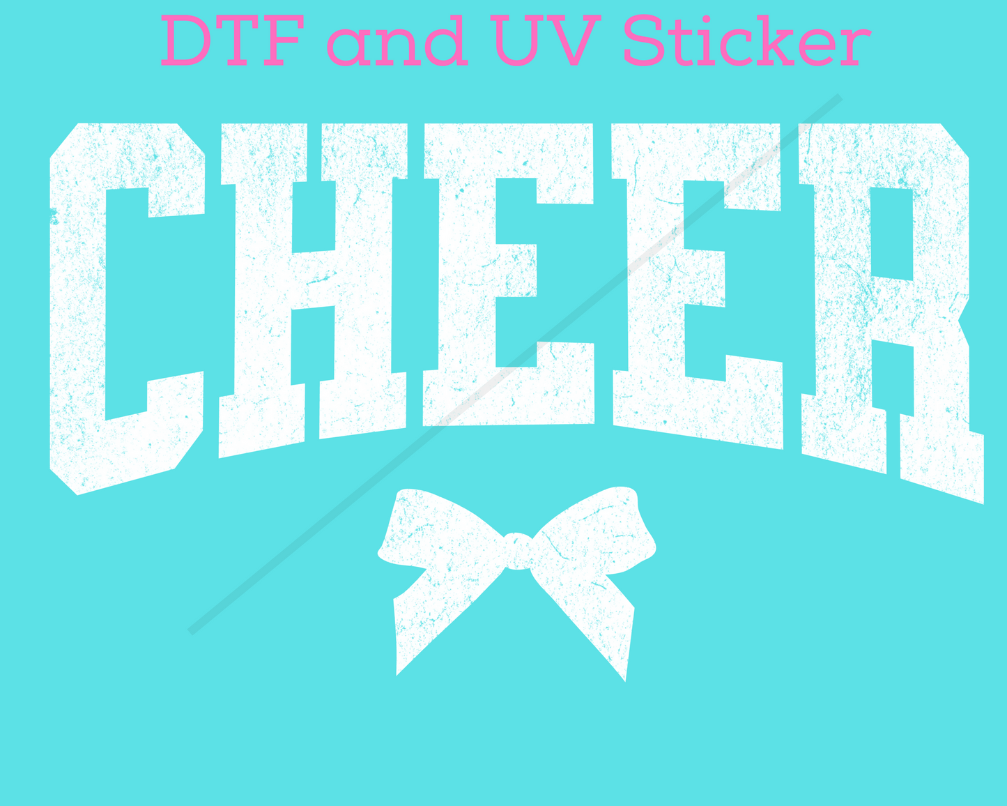 Cheer in Varsity Letters with Bow DTF TRANSFER or UV DTF STICKER