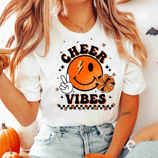 Orange Cheer Vibes DTF TRANSFER or UV DTF STICKER