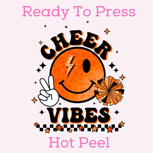 Orange Cheer Vibes DTF TRANSFER or UV DTF STICKER