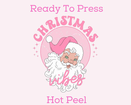 Pink Christmas Vibes DTF TRANSFER or UV DTF STICKER