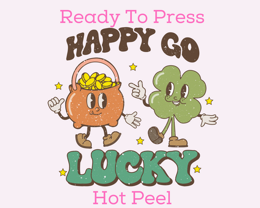 Happy Go Lucky St. Patrick's Day DTF TRANSFER or UV DTF STICKER DECAL