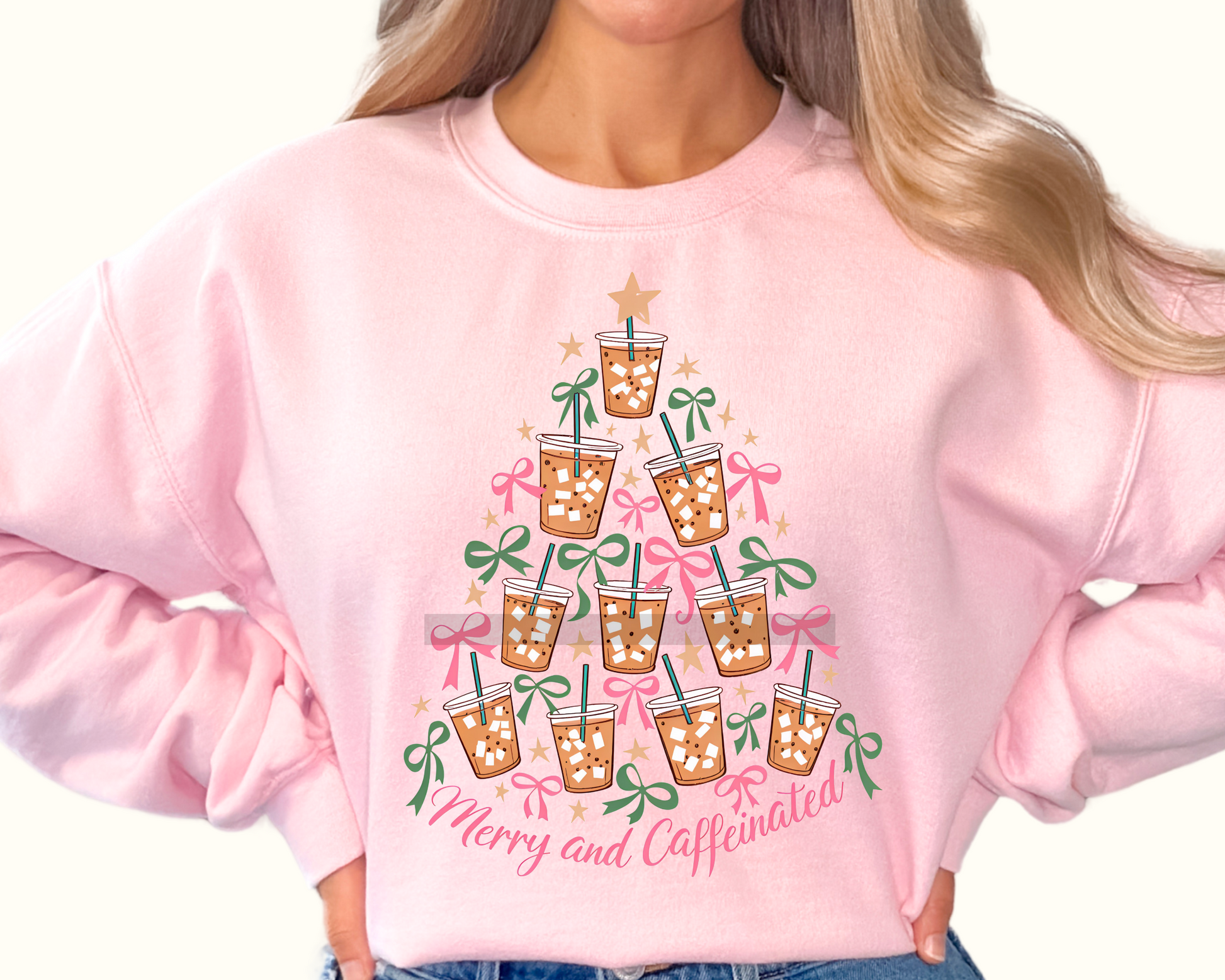 Iced Coffee Christmas Tree DTF TRANSFER or UV DTF STICKER