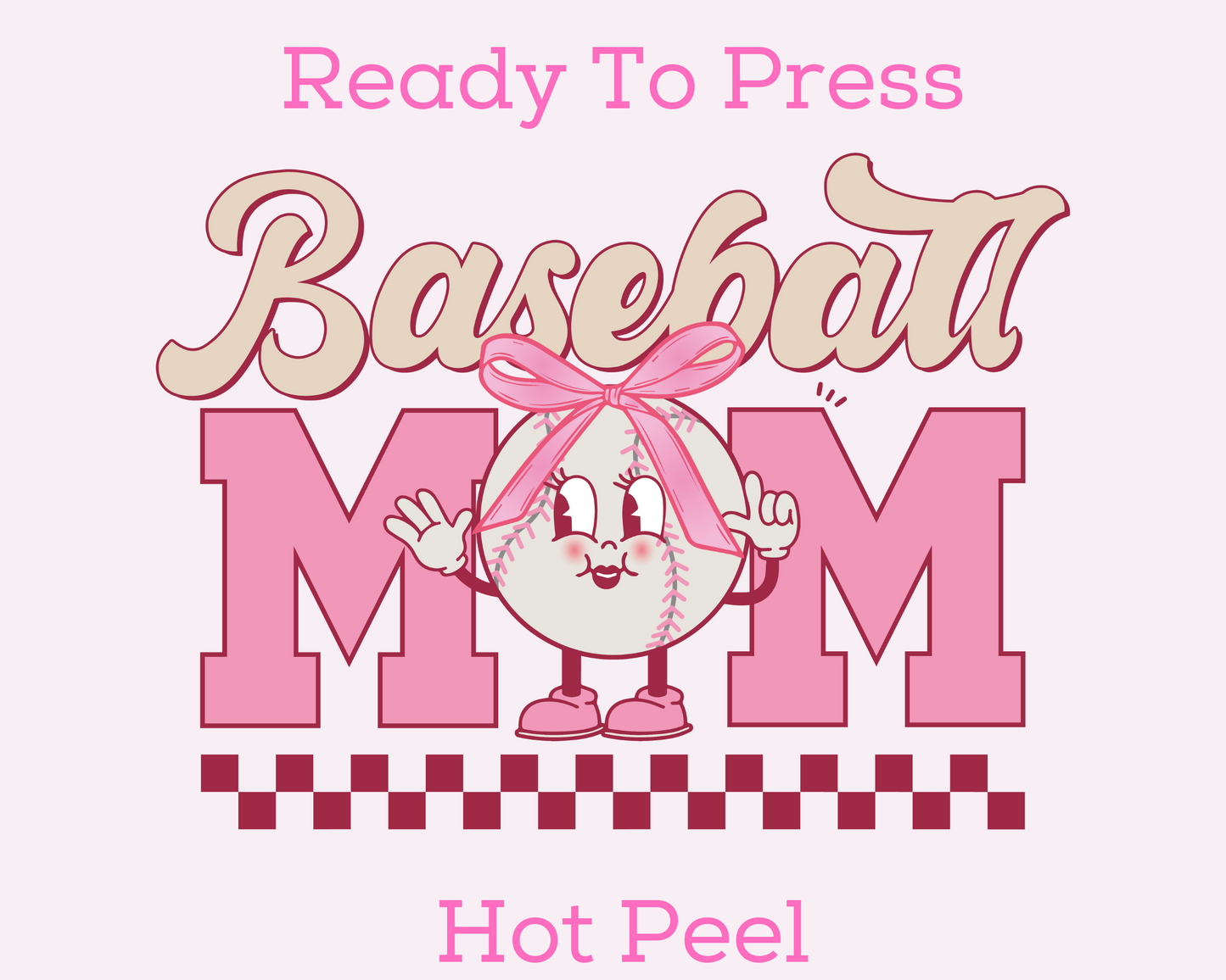 Baseball Mom Coquette Bow Baseball DTF TRANSFER or UV DTF STICKER
