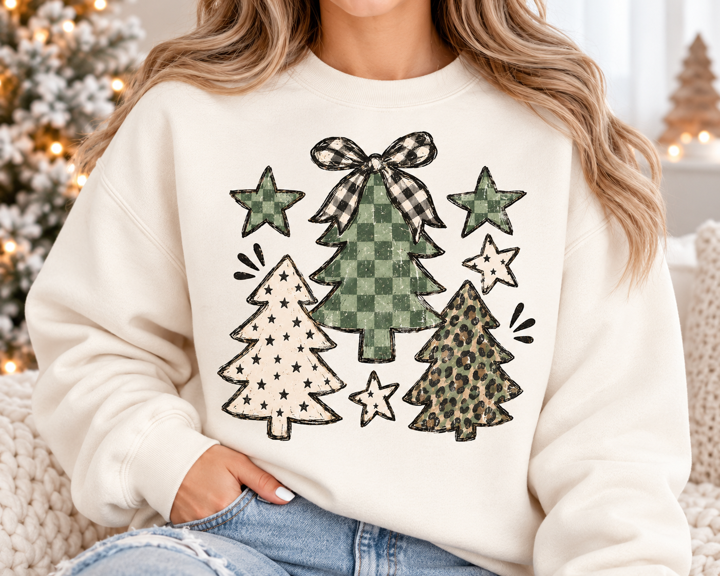 Christmas 3 Trendy Christmas Trees DTF TRANSFER