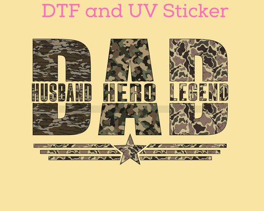 Camo Dad Father's Day DTF TRANSFER or UV DTF STICKER