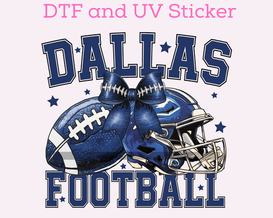 Blue Dallas Football DTF TRANSFER or UV DTF STICKER