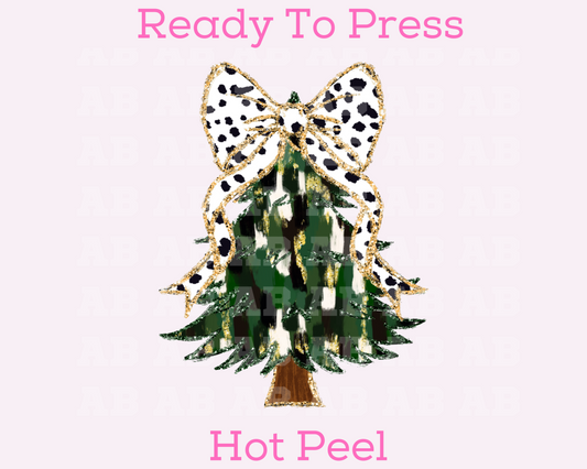 Dalmatian Coquette Bow Christmas (Faux Glitter) Christmas DTF TRANSFER or UV DTF STICKER