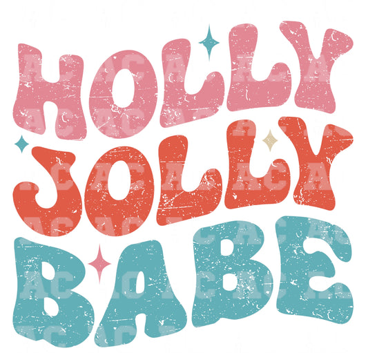 Distressed Holly Jolly Babe DTF TRANSFER