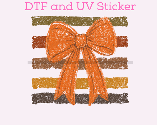 Fall Bow with Stripes DTF TRANSFER