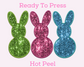 Faux Sequin Bunnies Easter DTF TRANSFER or UV DTF STICKER or UV DTF STICKER