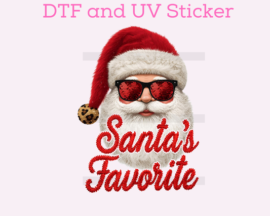 Santa's Favorite Faux Texture DTF TRANSFER or UV DTF STICKER