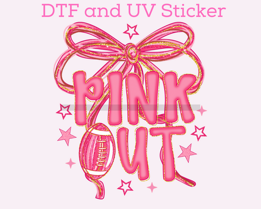 Pink Out Football Breast Cancer Awareness Bow DTF TRANSFER